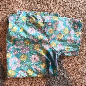 Blue flower scrub top